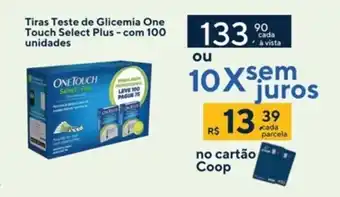 Coop Tiras Teste de Glicemia One Touch Select Plus com 100 unidades oferta