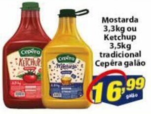 Vencedor Atacadista Mostarda 3.3kg ou Ketchup 3.5kg tradicional Cepera galao oferta