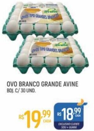 Supermercado Guará Ovo Branco Grande Avine c/30 und. oferta