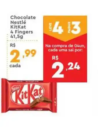 Supper Rissul Chocolate Nestlé Kitkat 4 Fingers Leve 4 Pague 3 41.5g oferta