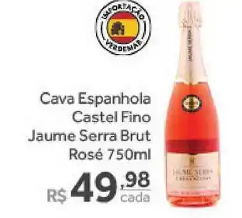 Verdemar Supermercado Cava Espanhola Castel Fino Jaume Serra Brut Rosé 750ml oferta