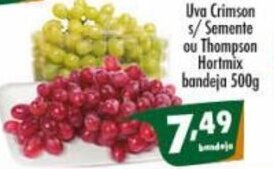 Uva Crimson s/ Semente ou Thompson Hortmix bandeja 500g
