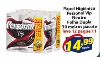 Vencedor Atacadista Papel Higiénico Personal Vip Neutro Folha Dupla 30metros pacote oferta