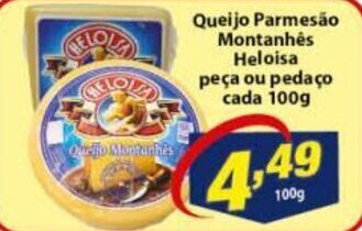 Vencedor Atacadista Queijo parmesao montanhes Heloisa peca ou pedaco 100g oferta