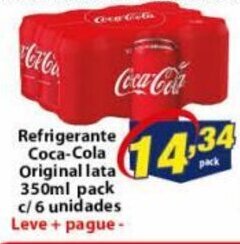 Vencedor Atacadista Refrigerante Coca Cola Original lata 350ml pack c/6 unidades oferta