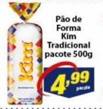 Vencedor Atacadista Pao de Forma Kim Tradicional pacote 500g oferta