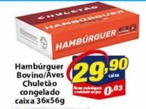 Vencedor Atacadista Hamburguer Bovino/ aves Chuletao cong. 36x56g oferta
