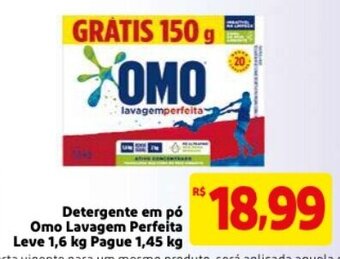 Mercado Extra Detergente em Po Omo Lavagem Perfeita Leve 1.6kg pague 1.45kg oferta