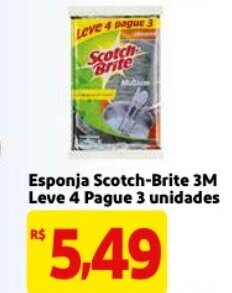 Mercado Extra Esponja Scotch Brite 3M Leve 4 Pague 3 unidades oferta