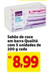 Mercado Extra Sabao de coco em barra Qualita com 5 unid. de 200g cada oferta