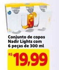Mercado Extra Conjunto de copos Nadir Lights com 6 pecas de 300ml oferta