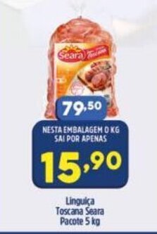 Arena Atacado Linguica Toscana Seara pacote 1kg oferta