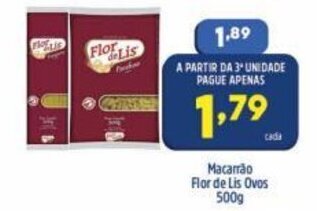 Arena Atacado Macarrao Flor de Lis Ovos 500g oferta