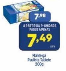 Arena Atacado Manteiga Paulista Tablete 200g oferta