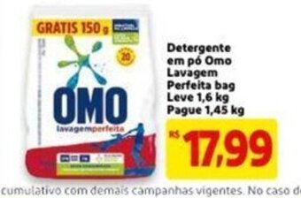 Extra Supermercado Detergente em Po Omo Lavagem Perfeita bag Leve 1.6kg pague 1.45kg oferta