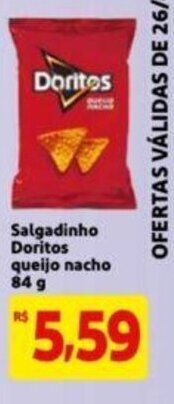 Extra Supermercado Salgadinho Doritos queijo nacho 84g oferta