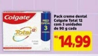 Extra Supermercado Pack creme dental Colgate Total 12 com 3 unidades de 90g cada oferta