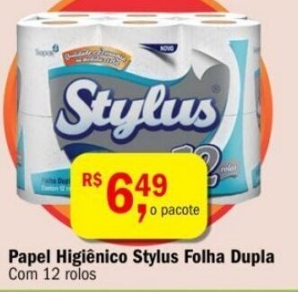 Ultrabox Papel Higiénico Stylus Folha Dupla com 12 rolos oferta