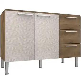 Benoit Balcão para Pia GenialFlex 0872 2 Portas 3 Gavetas 120cm oferta