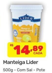 Manteiga Lider 500g com sal
