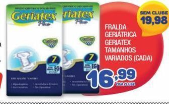 Costazul Supermercados Fralda geriátrica geriatex tamanhos variados oferta