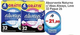 Tonin Superatacado Absorvente noturno c/ abas always, leve 32 pague 26 oferta
