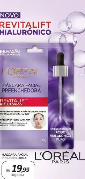 Drogal Máscara facial preenchedora revitalift l'oreal 30g oferta