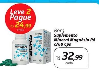 Drogal Borg suplemento mineral magnésio pa c/60 cps oferta