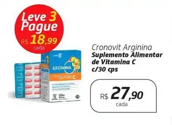 Drogal Cronovit arginina suplemento alimentar de vitamina c c/30 cps oferta