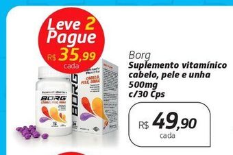 Borg suplemento vitamínico cabelo, pele e unha 500mg c/30 cps