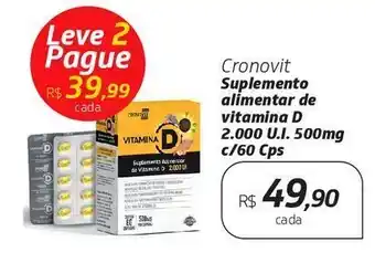 Drogal Cronovit suplemento alimentar de vitamina d 2.000 u.i. 500mg c/60 cps oferta
