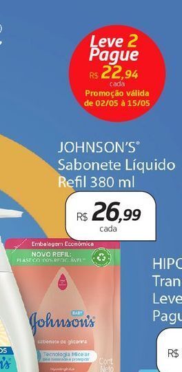 Drogal Sabonete líquido johnson's refil 380ml oferta