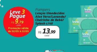 Drogal Pampers lenços umedecidos aloe vera/lavanda/ cheirinho de bebê/ splash c/48 oferta