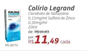Drogal Colírio legrand cloridrato de nafazolina 0,15mg/ml sulfato de zinco 0,30mg/ml 20m oferta