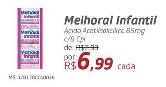 Drogal Melhoral infantil ácido acetilsalicílico 85mg c/8 cpr oferta
