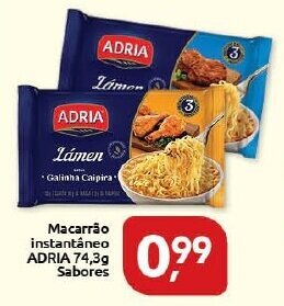 Supermercados Nori Macarrao Instantaneo Adria 74.3g sabores oferta
