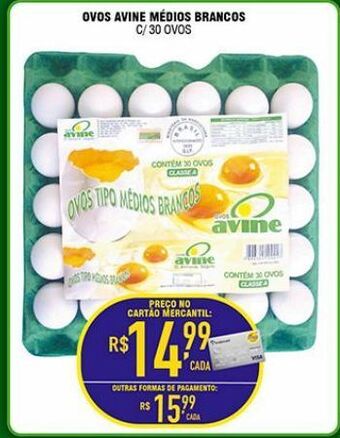 Mercantil Rodrigues Ovos avine médios brancos c/30 ovos oferta