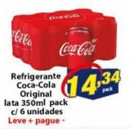 Vencedor Atacadista Refrigerante Coca Cola Original lata 350ml pack c/6 unidades oferta