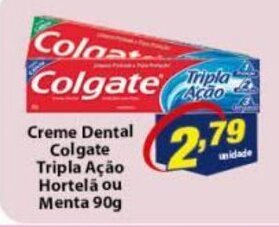 Creme Dental Colgate Tripla Acao Hortela ou Menta 90g