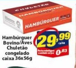 Vencedor Atacadista Hamburguer Bovino/ aves Chuletao cong. 36x56g oferta