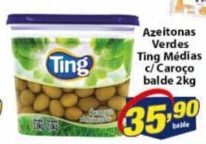 Vencedor Atacadista Azeitonas Verdes Ting Medias c/ Caroco balde 2kg oferta