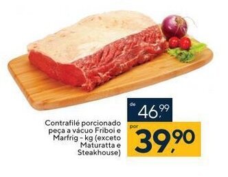 Contrafile porcionado peca a vacuo Friboi e Marfrig 1kg