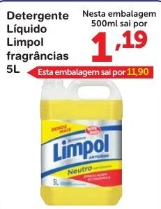 Roldão Detergente Liquido Limpol Fragrancias 500ml oferta