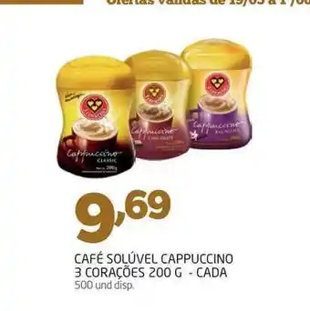 Cooper Café Solúvel Cappuccino 3 Corações 200g oferta