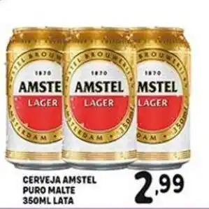 Bom Dia Cerveja Amstel Puro Malte 350ml lata oferta