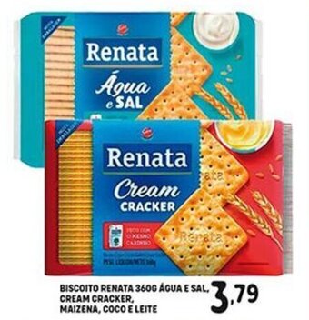 Biscoito Renata 360g Agua e Sal Cream Cracker, Maizena, Coco E Leite
