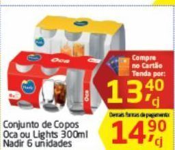 Tenda Atacado Conjunto de copos oca ou lights nadir 6un oferta