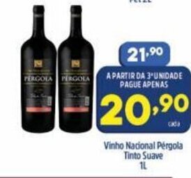 Arena Atacado Vinho Nacional Pergola Tinto Suave 1L oferta