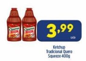 Arena Atacado Ketchup Tradicional Quero Squeeze 400g oferta