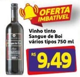 Mercado Extra Vinho Tinto Sangue de Boi varios tipos 750ml oferta